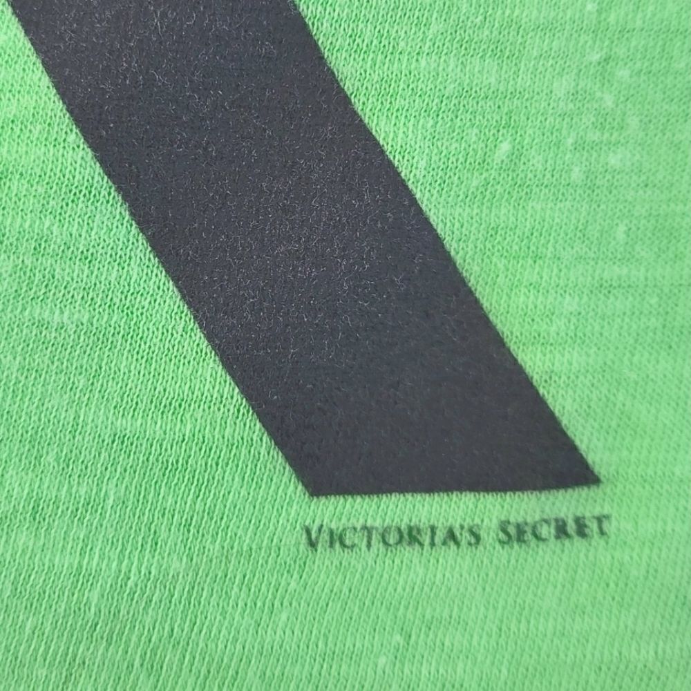PINK Victoria's Secret Green V-neck Graphic Short Sleeve T-shirt - Picture 8 of 11